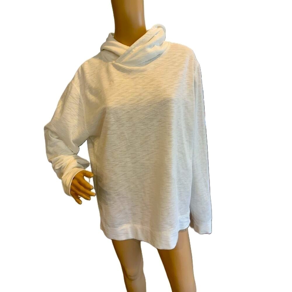 DVISION White Long-sleeve Cotton Polyester Hoodie Sweatshirt‎ Size Large